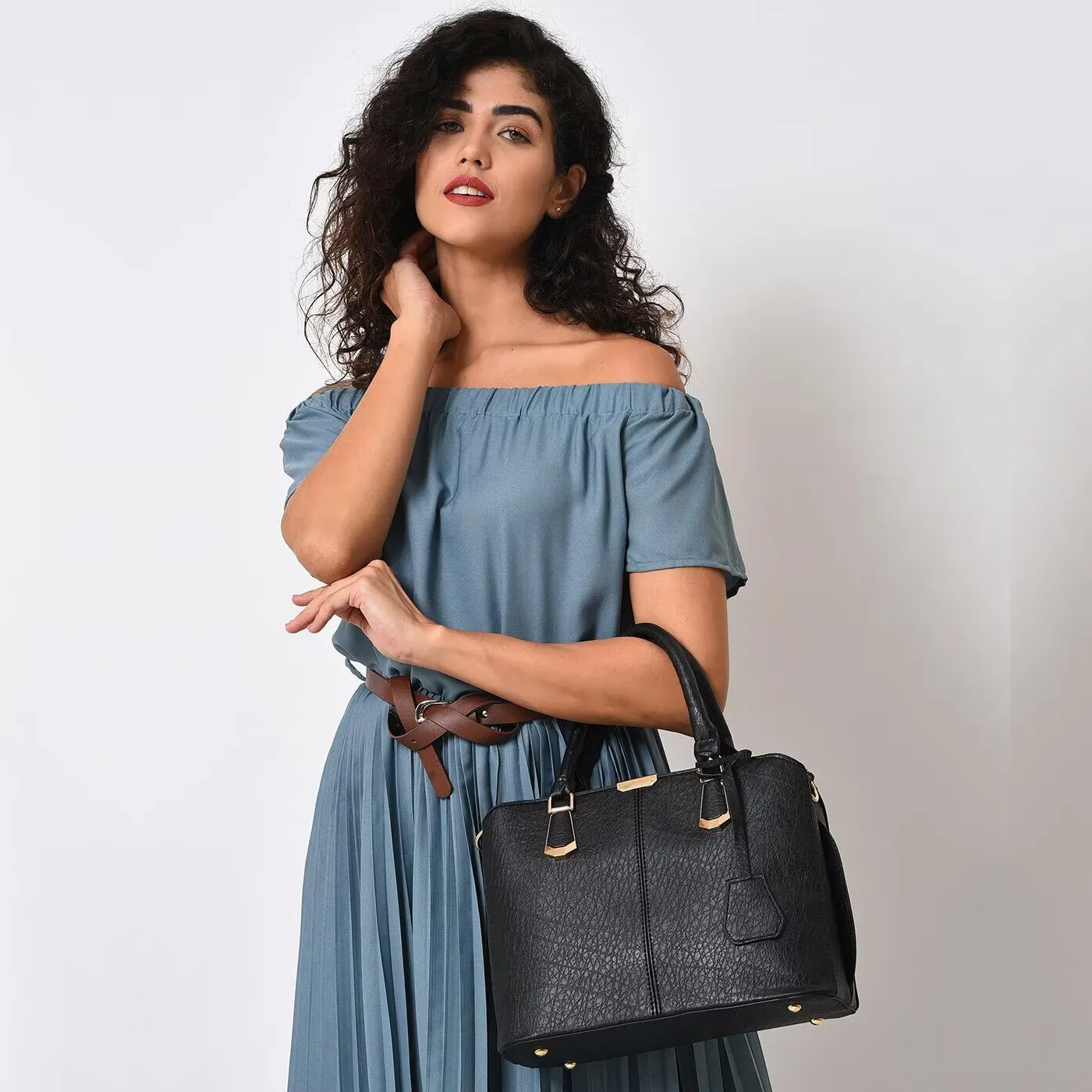 Women's Leather Handbag (Black) - Ảnh 2