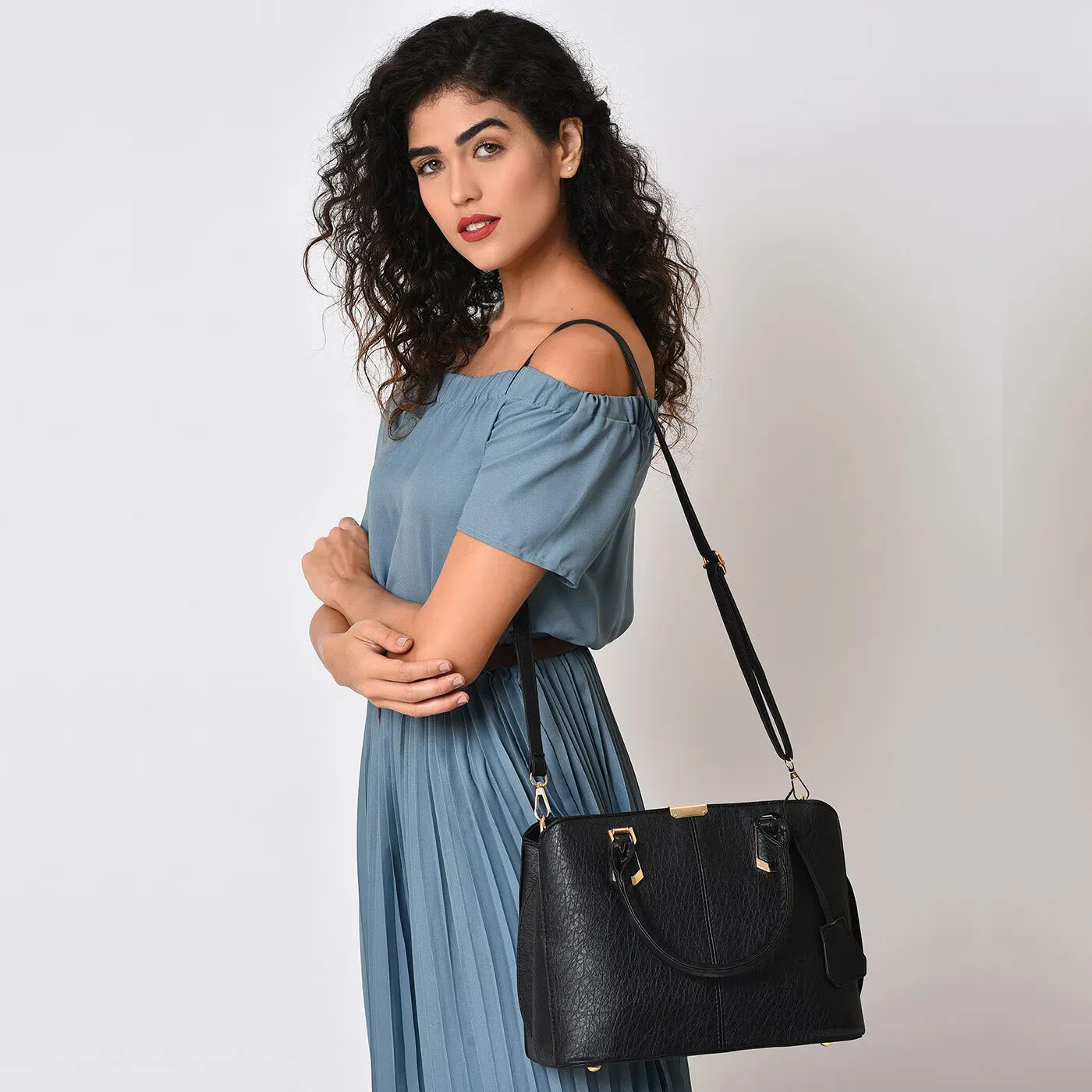 Women's Leather Handbag (Black) - Ảnh 3
